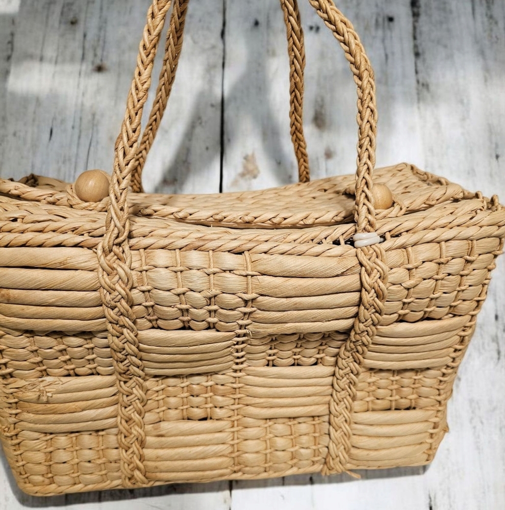 Vintage Handwoven Picnic Basket
